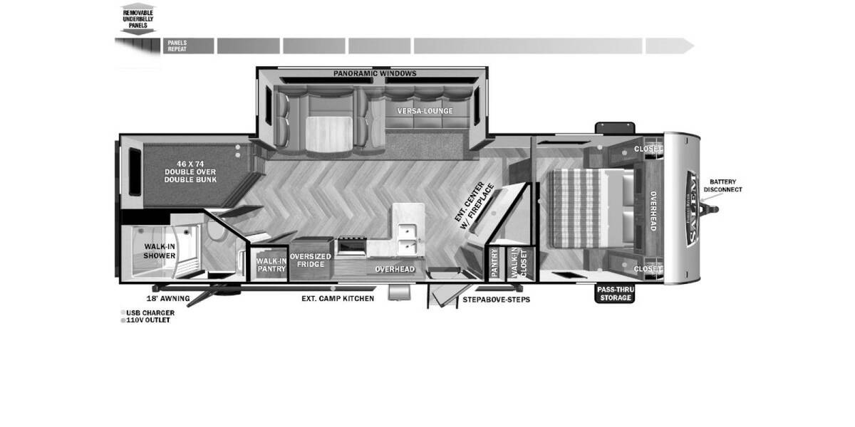 2022 Salem 26DBUD Travel Trailer at Riverside Camping Center STOCK# C0644A Floor plan Layout Photo
