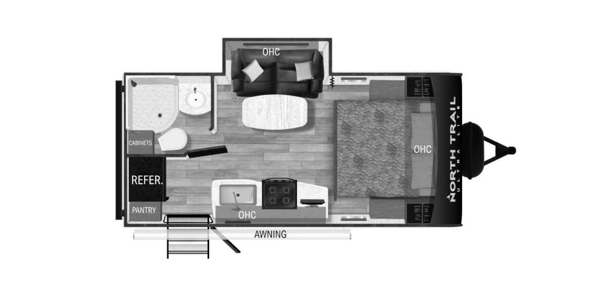 2024 Heartland North Trail Ultra-Lite 21RBSS Travel Trailer at Riverside Camping Center STOCK# C0737 Floor plan Layout Photo