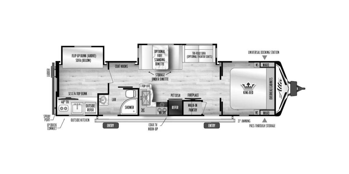 2024 East to West Alta 3150KBH Travel Trailer at Riverside Camping Center STOCK# C0742 Floor plan Layout Photo