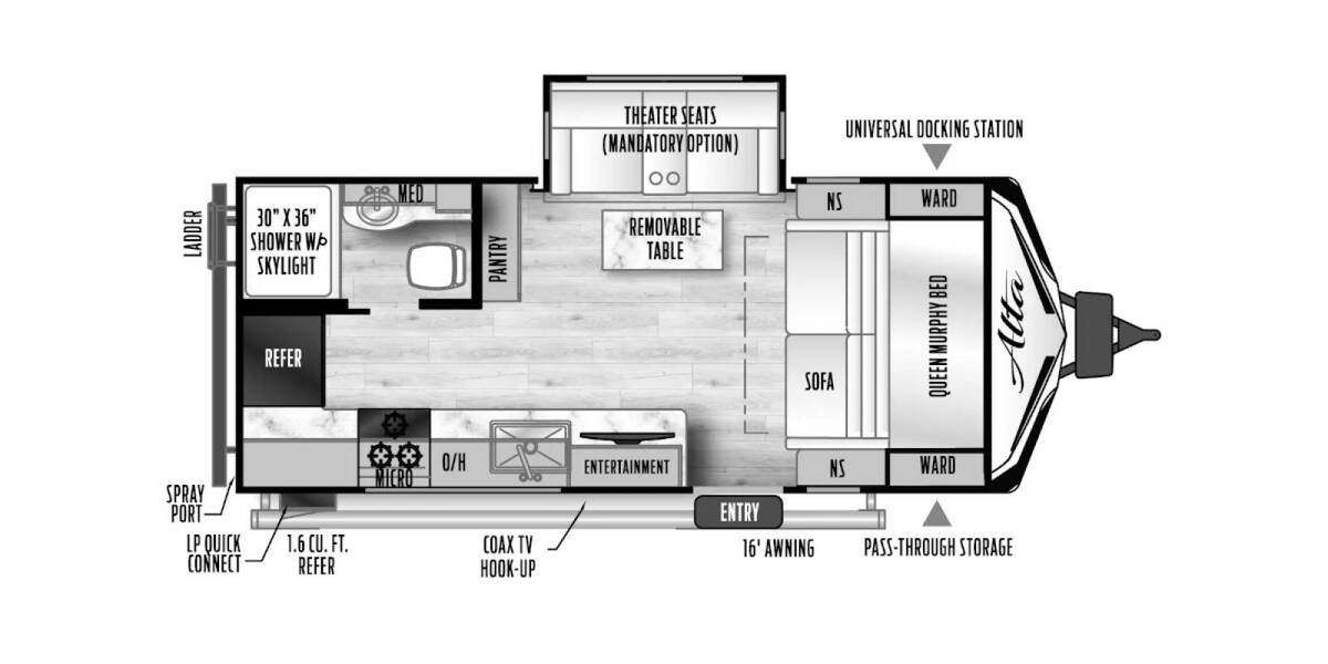 2024 East to West Alta 2350KRK Travel Trailer at Riverside Camping Center STOCK# C0771 Floor plan Layout Photo