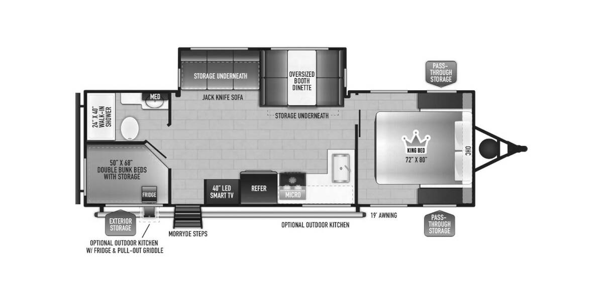 2024 East to West Della Terra 262BH Travel Trailer at Riverside Camping Center STOCK# C0779 Floor plan Layout Photo