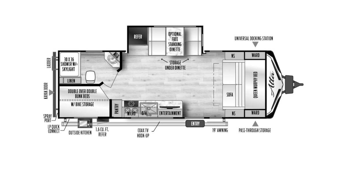 2024 East to West Alta 2210MBH Travel Trailer at Riverside Camping Center STOCK# C0765 Floor plan Layout Photo