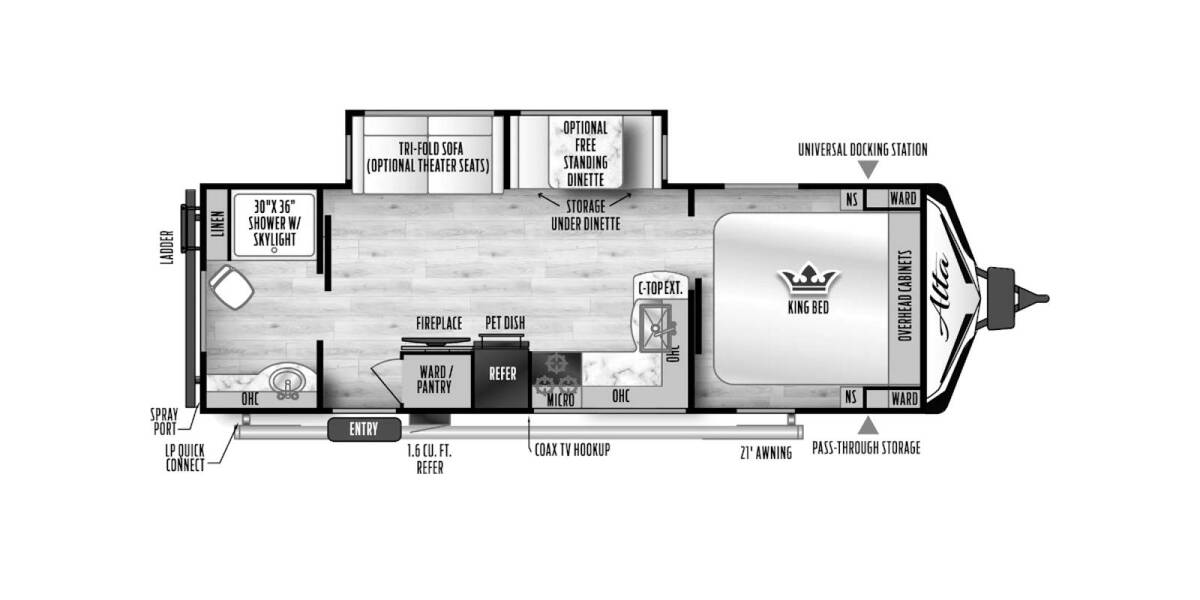2024 East to West Alta 2600KRB Travel Trailer at Riverside Camping Center STOCK# C0810 Floor plan Layout Photo
