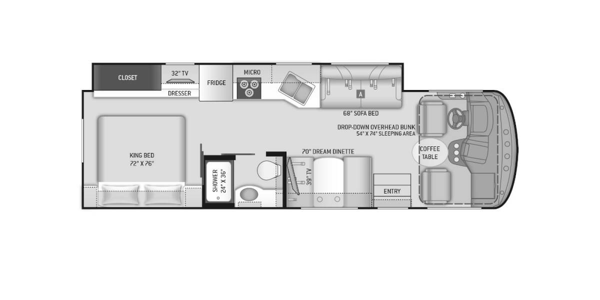 2022 Thor Hurricane Ford F-53 29M Class A at Riverside Camping Center STOCK# C0761B Floor plan Layout Photo