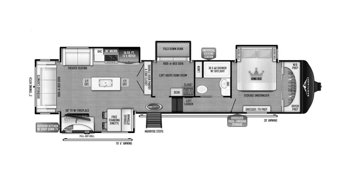 2024 East to West Blackthorn 3801MB-OK Fifth Wheel at Riverside Camping Center STOCK# C0837 Floor plan Layout Photo