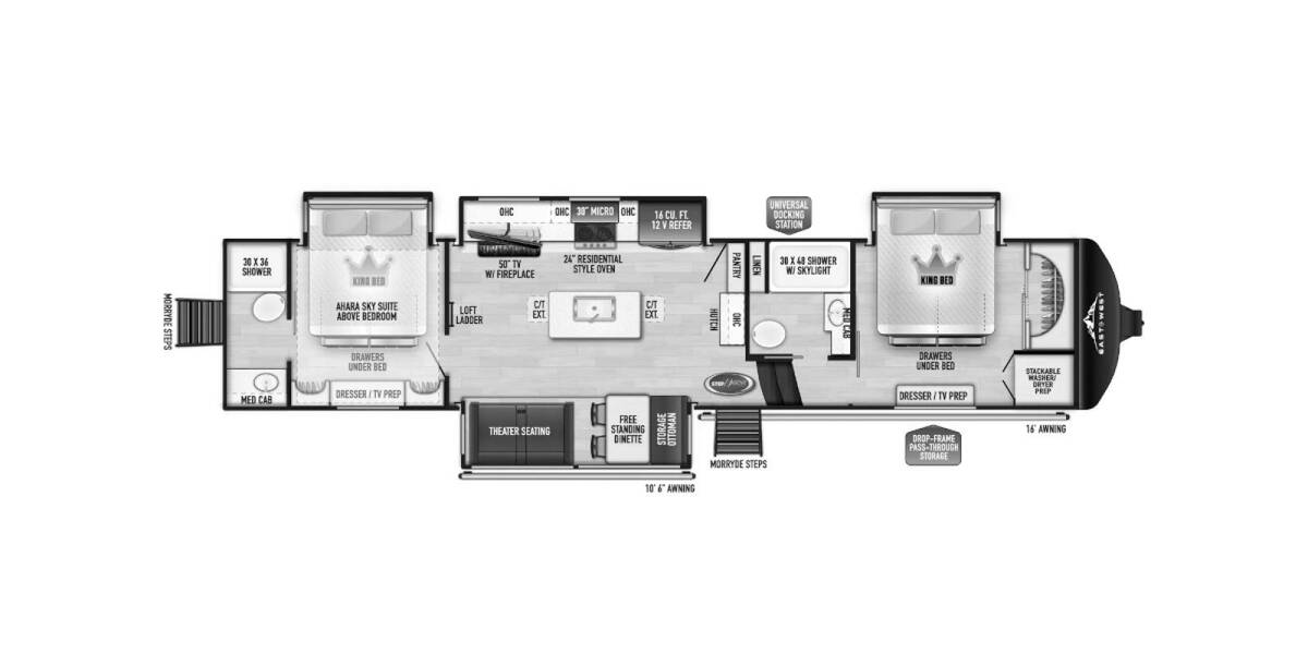 2024 East to West Ahara 390DS Fifth Wheel at Riverside Camping Center STOCK# C0841 Floor plan Layout Photo