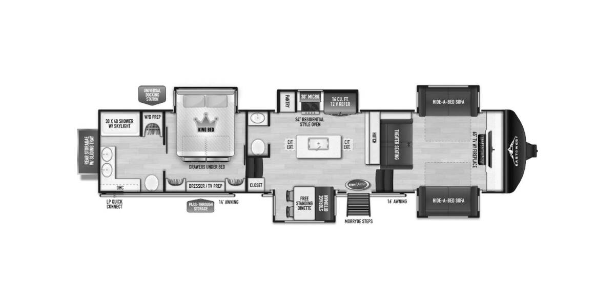 2024 East to West Ahara 380FL Fifth Wheel at Riverside Camping Center STOCK# C0847 Floor plan Layout Photo
