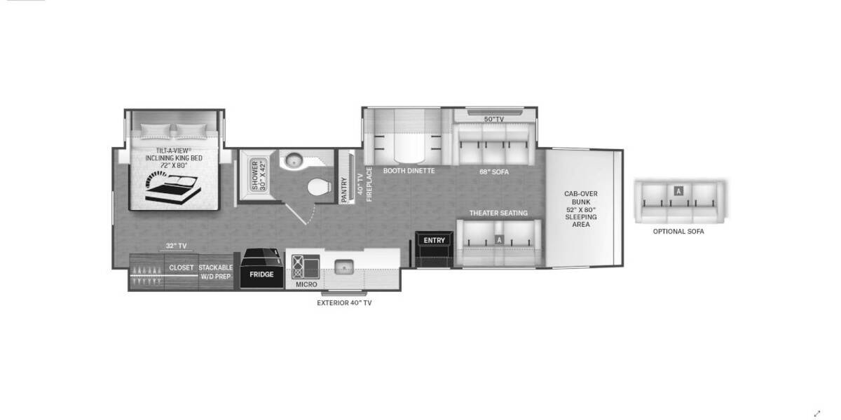 2023 Thor Inception Freightliner Super C 38FX Super C at Riverside Camping Center STOCK# C0759A Floor plan Layout Photo
