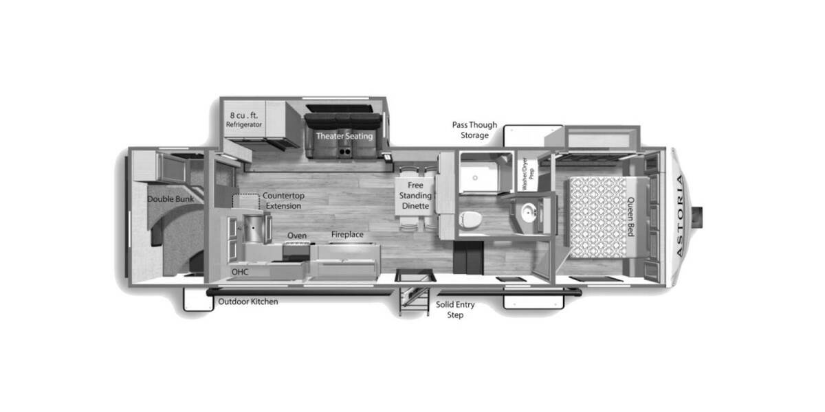 2022 Dutchmen Astoria 2943BHF Fifth Wheel at Riverside Camping Center STOCK# C0662 Floor plan Layout Photo
