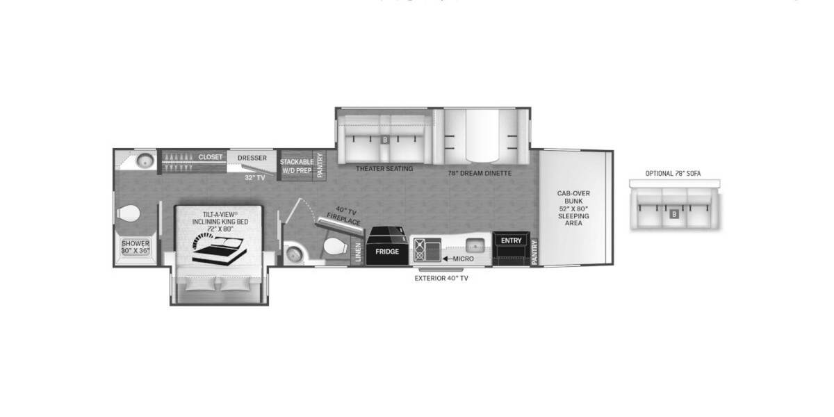 2023 Thor Inception Super C 38MX Super C at Riverside Camping Center STOCK# C0713 Floor plan Layout Photo