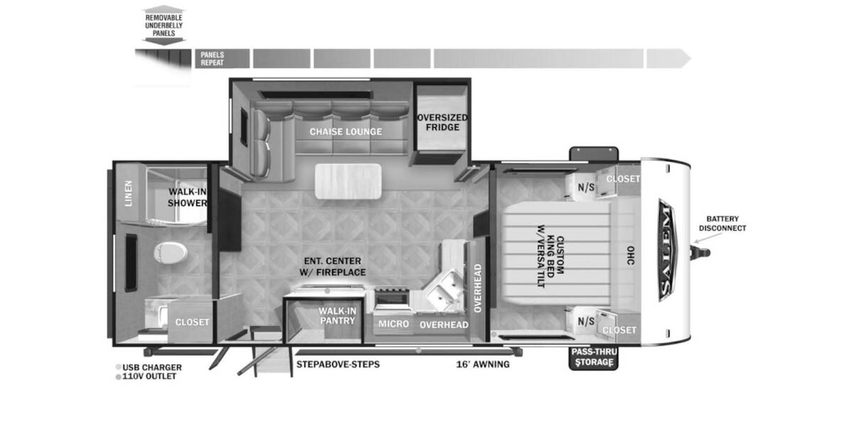 2024 Salem 22RBS Travel Trailer at Riverside Camping Center STOCK# C0736 Floor plan Layout Photo