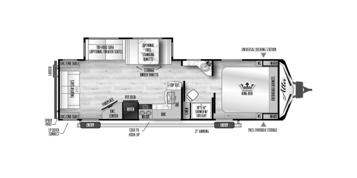 2024 East to West Alta 2850KRL Travel Trailer at Riverside Camping Center STOCK# C0741 Floor plan Layout Photo