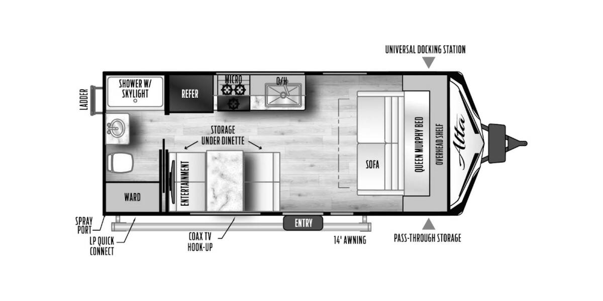 2024 East to West Alta LE 1600MRB Travel Trailer at Riverside Camping Center STOCK# C0768 Floor plan Layout Photo