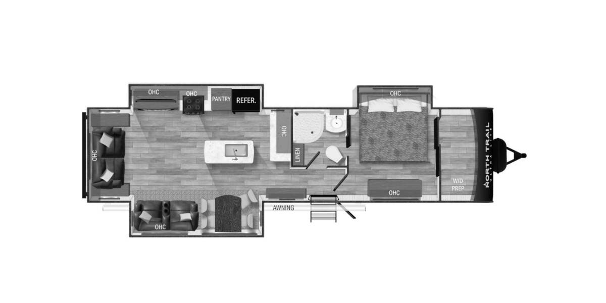 2024 Heartland North Trail Ultra-Lite 33RETS Travel Trailer at Riverside Camping Center STOCK# C0813 Floor plan Layout Photo