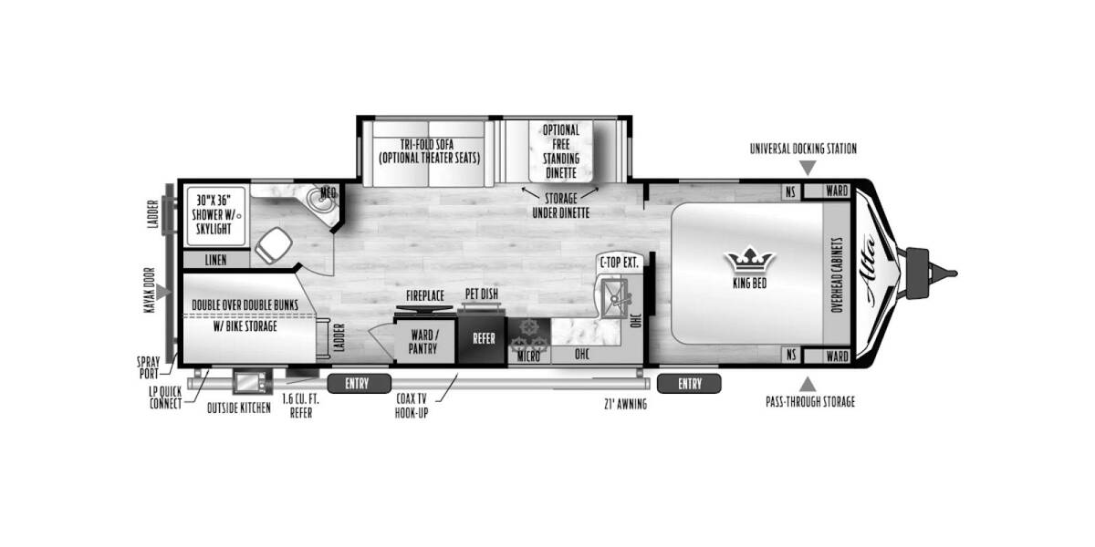 2024 East to West Alta 2800KBH Travel Trailer at Riverside Camping Center STOCK# C0790 Floor plan Layout Photo