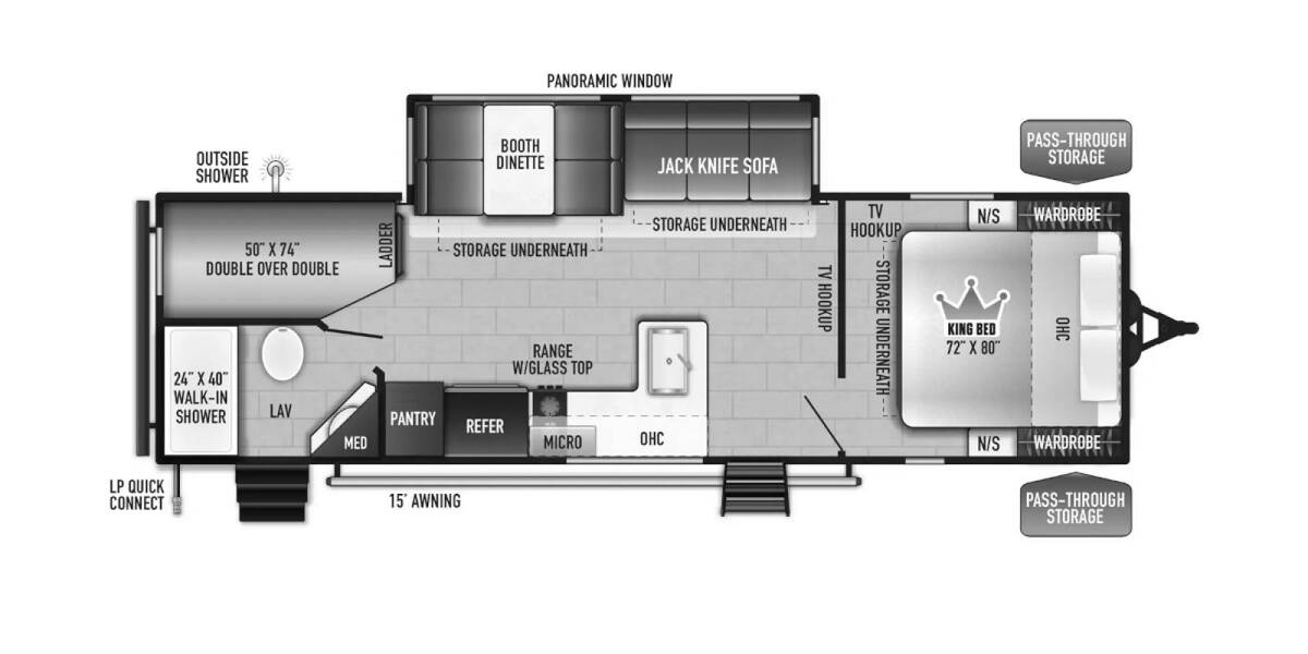 2024 East to West Della Terra LE 255BHLE Travel Trailer at Riverside Camping Center STOCK# C0805 Floor plan Layout Photo