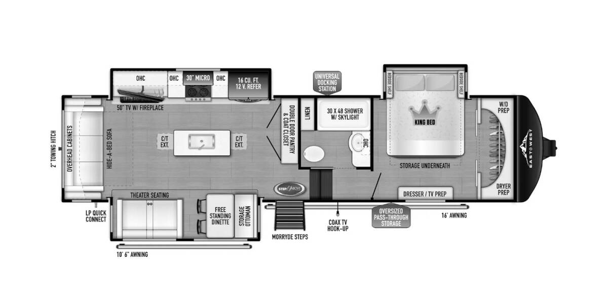 2024 East to West Blackthorn 3100RL Fifth Wheel at Riverside Camping Center STOCK# C0824 Floor plan Layout Photo