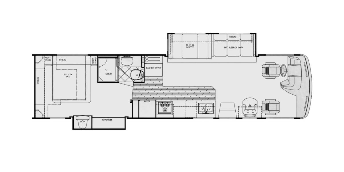 2004 Gulf Stream Crescendo Freightliner 8356 Class A at Riverside Camping Center STOCK# P9872B Floor plan Layout Photo