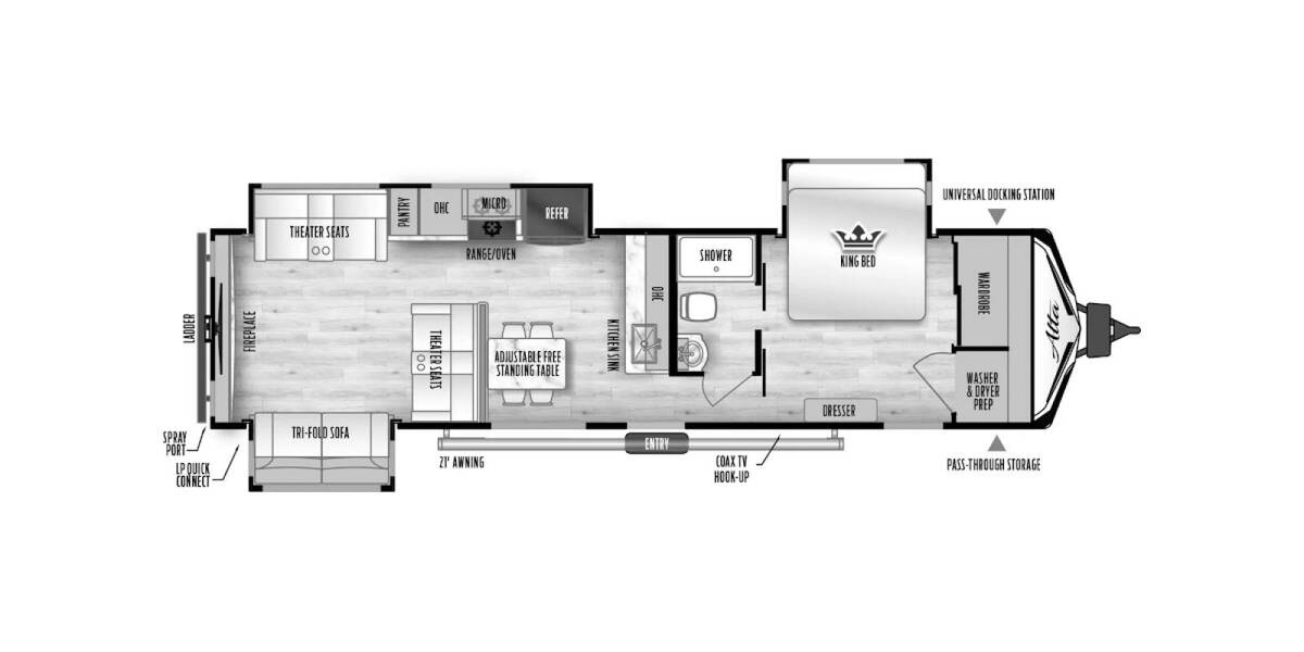 2024 East to West Alta 3250KXT Travel Trailer at Riverside Camping Center STOCK# C0811 Floor plan Layout Photo