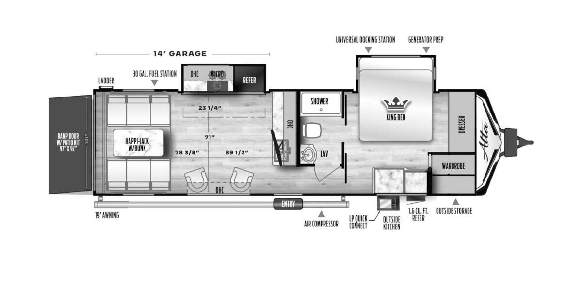 2024 East to West Alta 2870KTH Travel Trailer at Riverside Camping Center STOCK# C0839 Floor plan Layout Photo