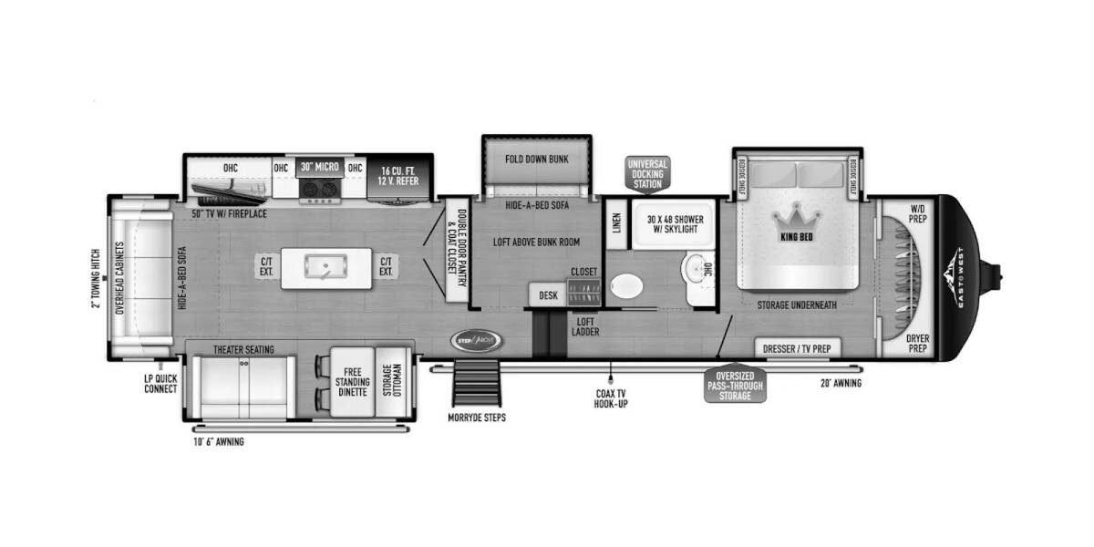 2024 East to West Blackthorn 3800MB Fifth Wheel at Riverside Camping Center STOCK# C0842 Floor plan Layout Photo